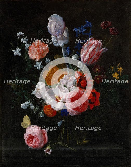 A Bouquet of Flowers in a Crystal Vase, 1662. Creator: Nicolaes van Veerendael.