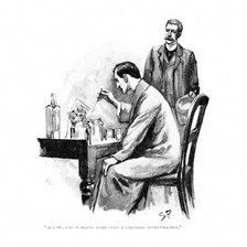 'Holmes was working Hard over a Chemical Investigation', 1893. Artist: Sidney E Paget
