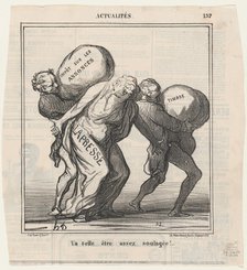 Va t-elle être assez soulagée!, 1870. Creator: Honore Daumier.