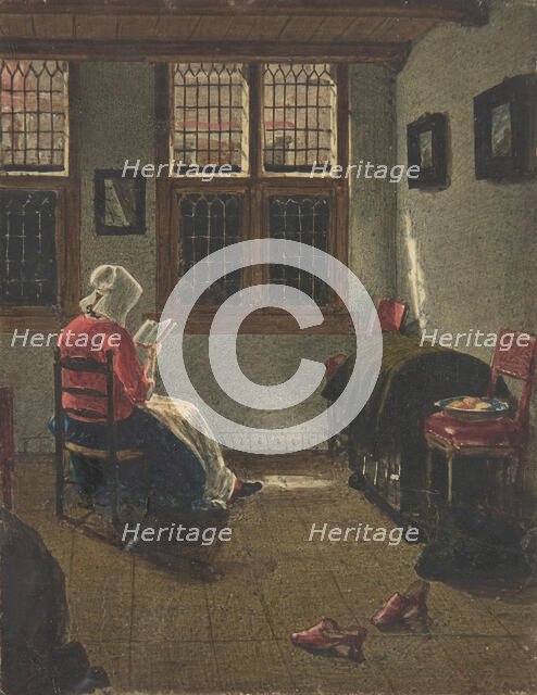 A Woman Reading, after Pieter Janssens Elinga, 1846-47. Creator: Francois Bonvin.