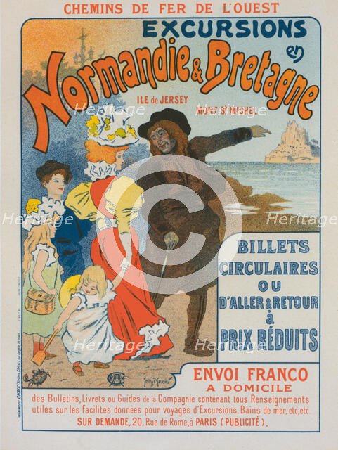 Affiche pour la Compagnie des Chemins de fer de l'Ouest,"Excursions en Normandie et Bretagne", c1896 Creator: Georges Meunier.