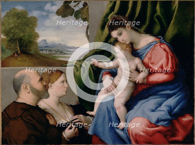 Madonna with child and two donors, 1525-1530. Artist: Lotto, Lorenzo (1480-1556)