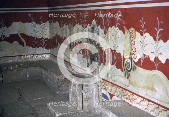 The throne room of the Minoan royal palace at Knossos, c.21st -14th century BC. Artist: Unknown