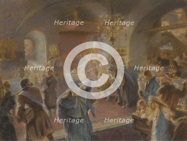 Sprinkling the hops (study). Artist: Makovsky, Konstantin Yegorovich (1839-1915)