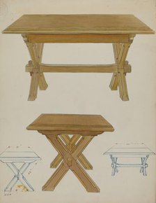 Pa. German Trestle Table, c. 1936. Creator: Lawrence Porth.