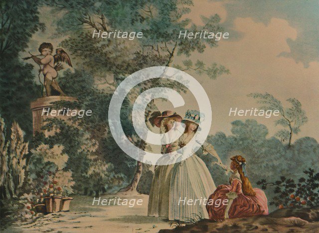 'Les Trois Soeurs Au Parc De Saint-Cloud', (Three Sisters in Parc Saint-Cloud), c1790, (1913). Artist: Jean-Baptiste Chapuy.