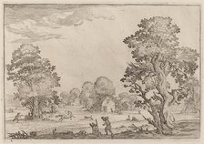 Landscape with Runaway Horses, 1638. Creator: Ercole Bazicaluva.