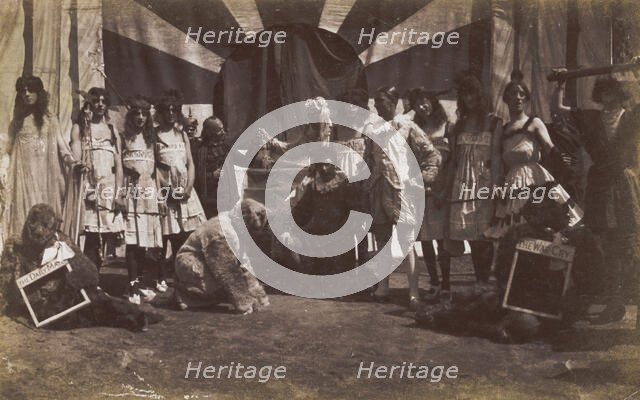 British servicemen performing a sketch on the power of the press, c1918. Creator: Unknown.