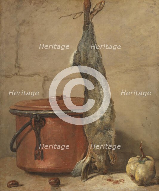 Rabbit and Copper Pot, mid-late 18th century. Creator: Jean-Simeon Chardin.