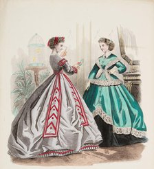 Fashion Plate - Petit Courrier des Dames 'Modes de Paris', 1866-67. Creator: Gilquin fils.