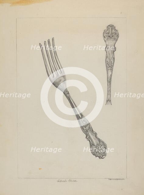 Silver Fork (Rogers Silverware), c. 1936. Creator: Ludmilla Calderon.