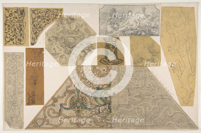 Ten designs for the decoration of houses, including at least one for the stairway..., 2nd half 19th  Creators: Jules-Edmond-Charles Lachaise, Eugène-Pierre Gourdet.