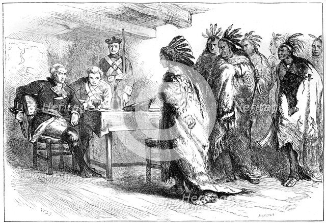 Visit of Pontiac and the Indians to Major Gladwin, 1763 (c1880).Artist: Whymper