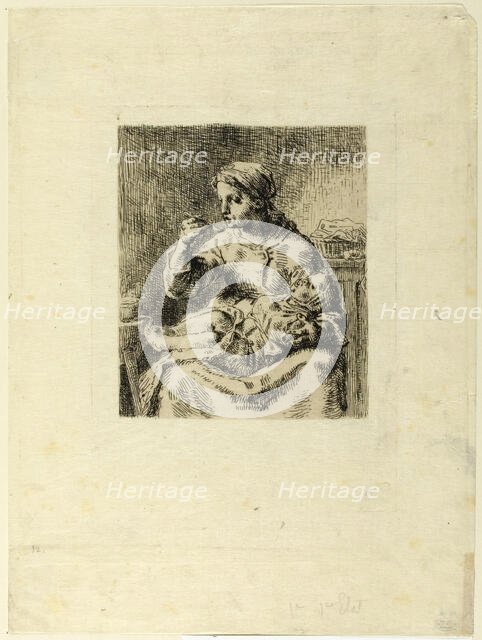 Woman Feeding Her Child, 1861. Creator: Jean Francois Millet.