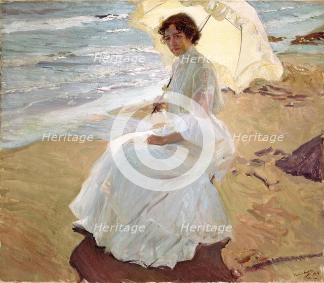 Clotilde on the Beach, 1904. Creator: Sorolla y Bastida, Joaquín (1863-1923).