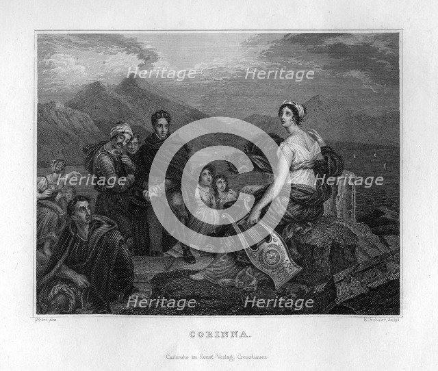 Corinna, ancient Greek poet, c1833. Artist: Edouard Schuler