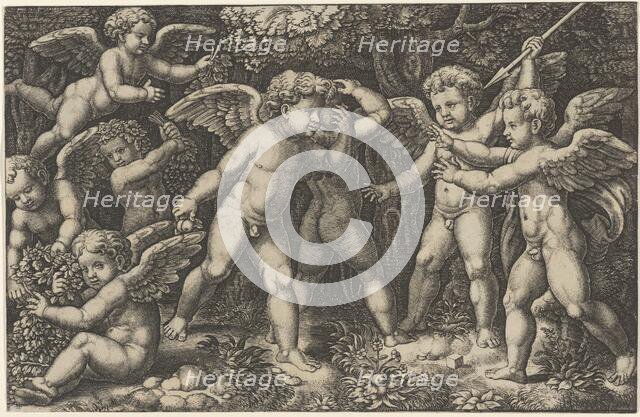 Eight putti playing, 1530-60. Creator: Master of the Die.