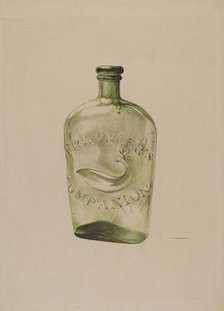 Glass Whiskey Flask, c. 1939. Creator: G. A. Spangenberg.