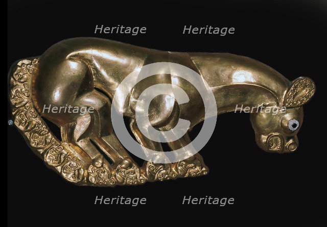 Scythian gold plaque from a shield or breastplate depicting a panther, 6th century BC Artist: Unknown