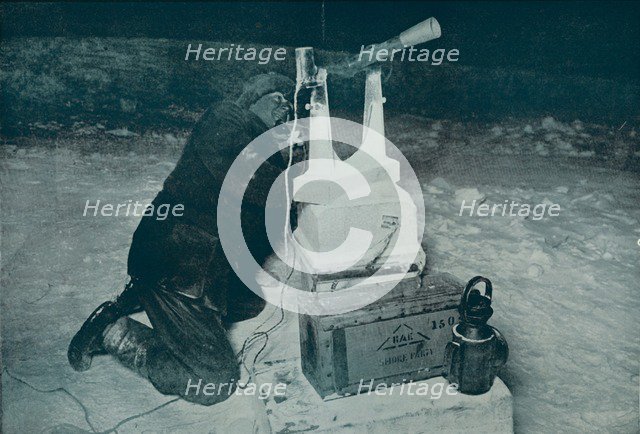 'C. S. Wright Making Observation with the Transit.', 8 August 1911, (1913). Artist: Herbert Ponting.