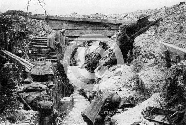 The front line at Ovillers, Battle of the Somme, Picardy, France, July 1916 (1935). Artist: Unknown