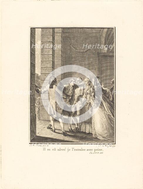 Il en est nâvré, je l'entraine avec peine, 1779. Creator: Noel Le Mire.