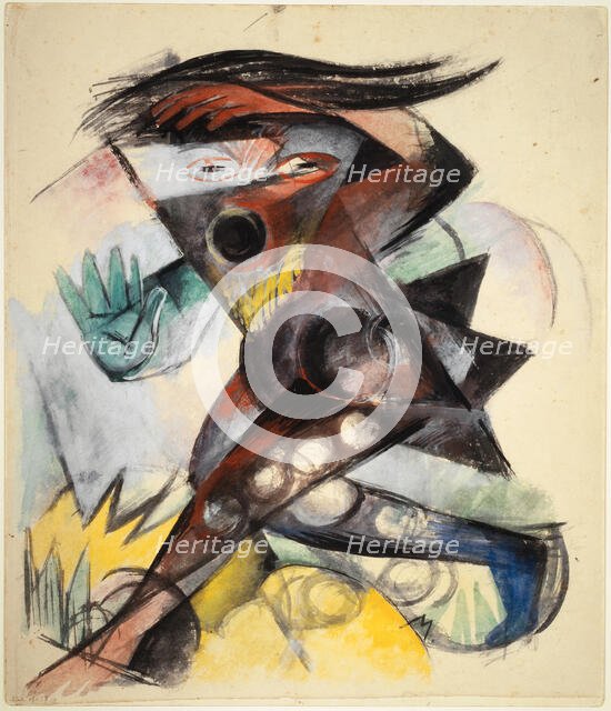 Caliban. Figure for "The Tempest" by William Shakespeare , 1914. Creator: Marc, Franz (1880-1916).