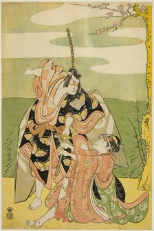 The Actor Ichikawa Monnosuke II as Soga no Goro and Segawa Kikunojo III as Tsukisayo..., c. 1782. Creator: Torii Kiyonaga.