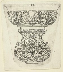 Plate 12, from twenty ornamental designs for goblets and beakers, 1604. Creator: Master AP.