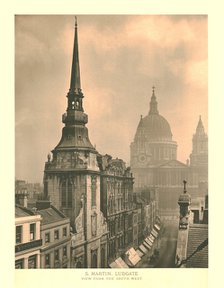 'St Martin, Ludgate, View from the South West', mid-late 19th century. Creator: Unknown.