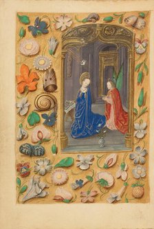 The Annunciation; Crohin-La Fontaine Hours, (about 1480-1485?). Creators: Master of the Dresden Prayer Book, Workshop of the Master of the Dresden Prayer Book.