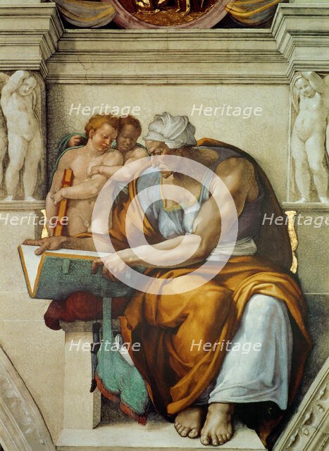 Prophets and Sibyls: Cumaean Sibyl (Sistine Chapel ceiling in the Vatican), 1508-1512. Creator: Buonarroti, Michelangelo (1475-1564).
