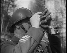 French Soldiers on a Hill Looking Out Over the Maginot Line, 1940. Creator: British Pathe Ltd.