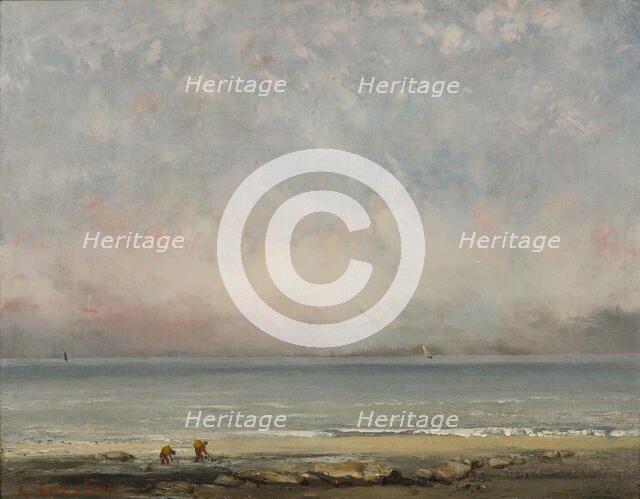 The beach at Trouville, ca 1865. Creator: Courbet, Gustave (1819-1877).