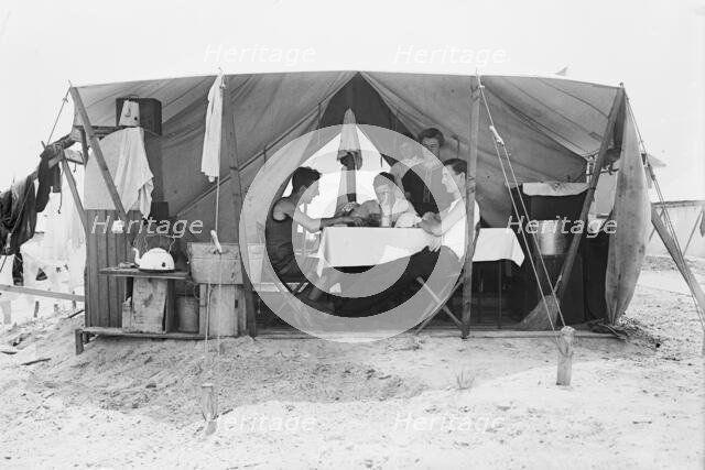 Tent City, Rockaway [card game], 1910. Creator: Bain News Service.