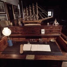 Workbench of D. Pio Baroja (1872-1956), Spanish novelist, preserved as he left before his death a…