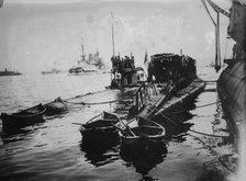 Mudros, Lemnos - "Jaureguibery" & French submarines, 1915 or 1916. Creator: Bain News Service.