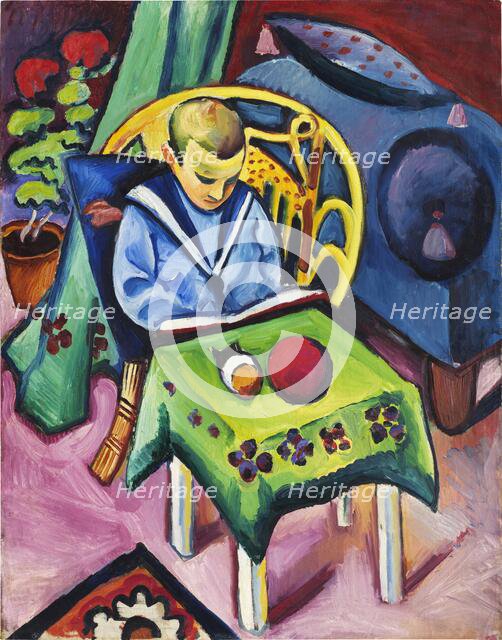 Boy with book and toys, 1912. Creator: Macke, August (1887-1914).