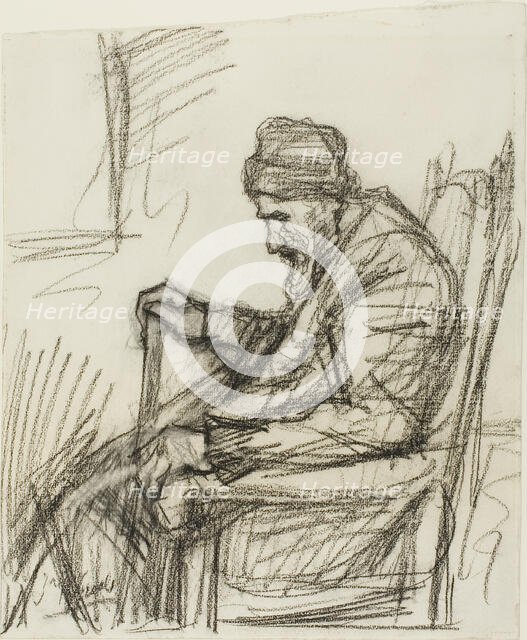 Seated Old Man, c.1895. Creator: Jozef Israels.