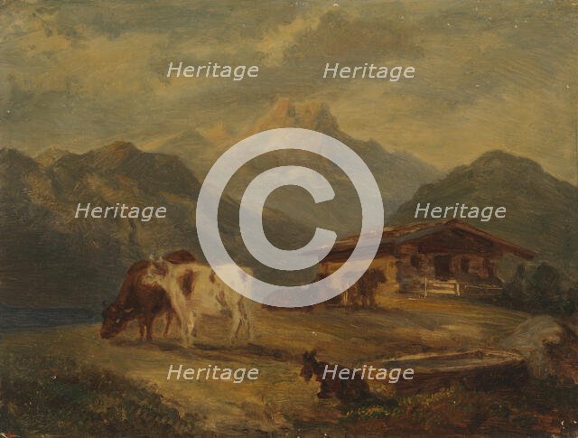 A cattle house in the Bavarian Alps, 1873. Creator: Johan Knutson.
