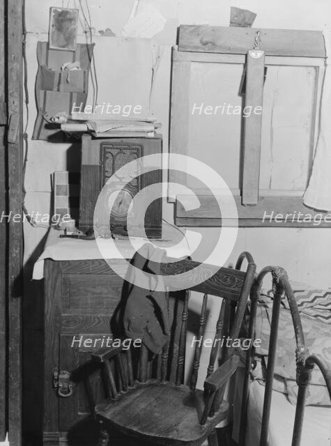 Inside of one-room shack of Rural Rehabilitation client, Tulare County, California, 1938. Creator: Dorothea Lange.