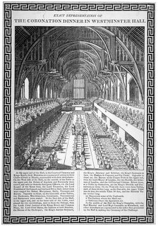 Coronation dinner held for George IV, Westminster Hall, London, 1821.                                Artist: Anon