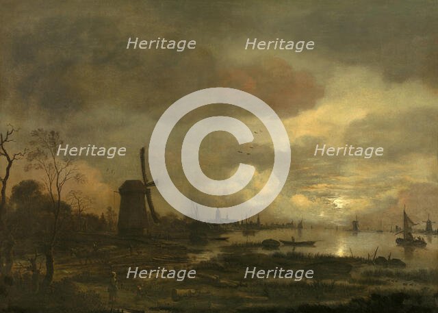 Landscape by Moonlight, mid-17th century. Creator: Aert van der Neer.