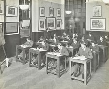 Bookkeeping class for men, Blackheath Road Evening Institute, London, 1914. Artist: Unknown.
