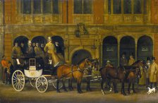 'James Selby's Brighton Coach outside the New White Horse Cellar, Piccadilly, c1888.   Artist: AS Bishop
