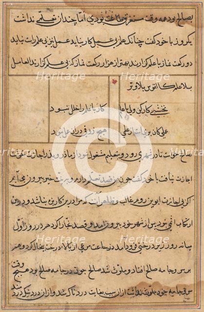 Page from Tales of a Parrot (Tuti-nama): text page, c. 1560. Creator: Unknown.