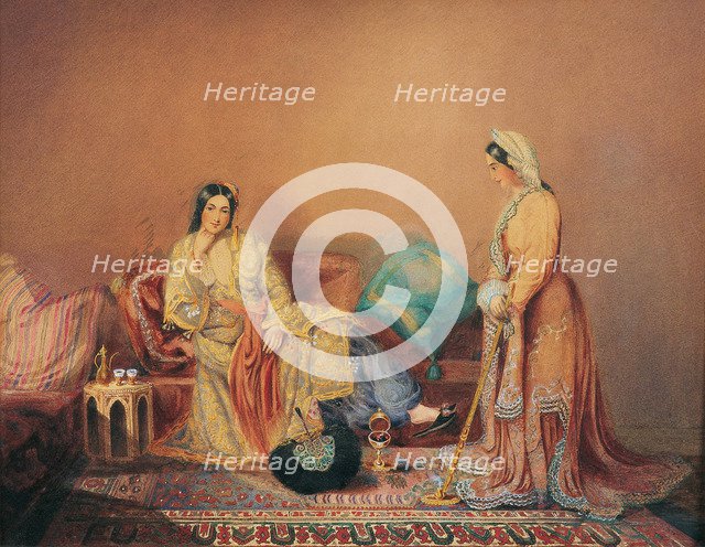 Phanariot Greek Ladies, Mid of the 19th cen.. Artist: Rivière, Daniel Valentine (1780-1854)