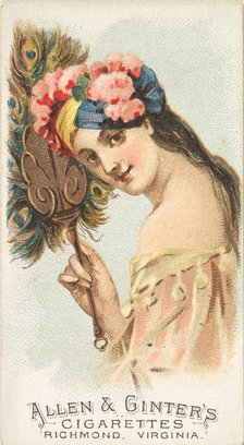 Plate 12, from the Fans of the Period series (N7) for Allen & Ginter Cigarettes Brands, 1889. Creator: Allen & Ginter.