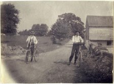Samuel Murray and Benjamin Eakins on Bicycles, c. 1895-1899. Creator: Thomas Eakins.