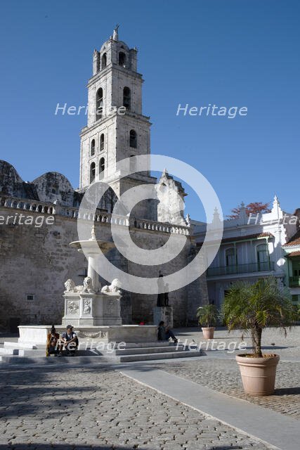 Plaza de San Francisco with the San Francisco de Asis in the background, Havana, Cuba, 2024. Creator: Ethel Davies.